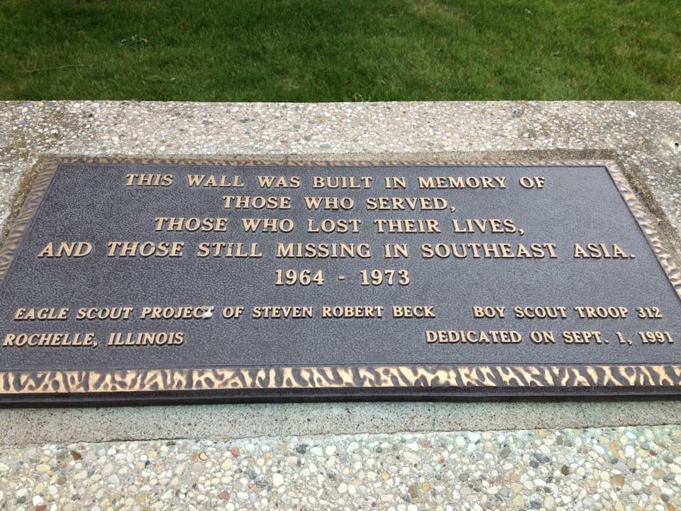 Plaque for Steven Robert Beck's 1991 Eagle Scout project honoring Vietnam veterans